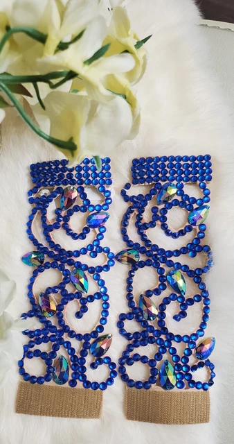 Stunning Wide Cuffs Bracelets Sapphire and Sapphire AB Ballroom Dance Jewelry