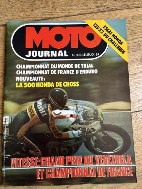MOTO JOURNAL  308 Essai HONDA 125 S3 RC 500 M Grand Prix Vénézuela DAYTONA 1977