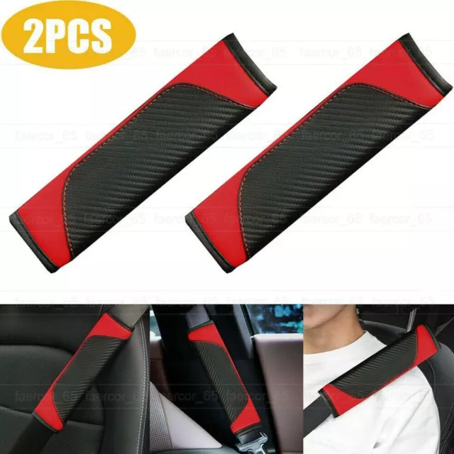 2X Universal Carbon Fiber Protect Cushion Shoulder Guard Car Seat Belt Pad Cover