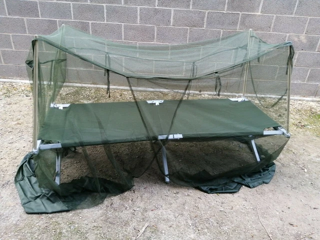 Insect Net Cot BRITISH ARMY ISSUE Cot Bed Mosquito Net Mozzie Wood Poles Tent Mesh ...