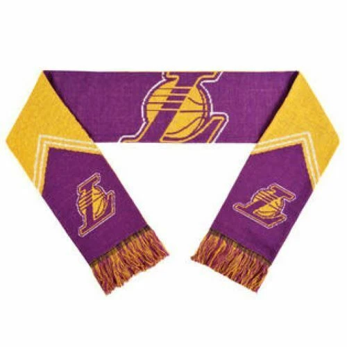 FOCO NBA Licensed Los Angeles Lakers Reversible Stripe Logo Scarf