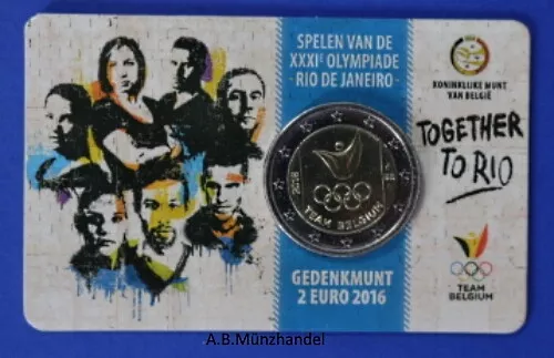 Belgien 2016 Coincard 2 Euro Gedenkmünze - Olympische Spiele in Rio - FDC