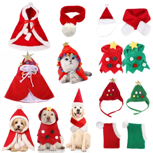 Weihnachten Haustier Katzen Hunde Welpen Santa Hut / Schal Kostüm Outfits Dekors