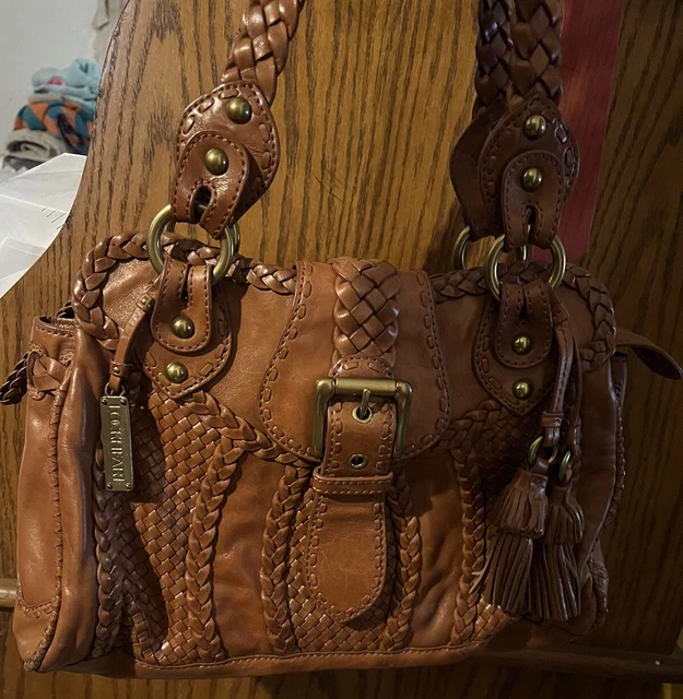 LOCKHEART BRADY BUNCH  WOVEN vtg. Large  Leather Handbag Satchel purse mgppb