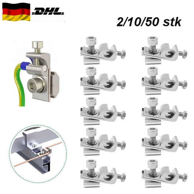 50 PV-Erdungsklemmen – Edelstahl 304, 28 X 50 Mm, Für Solarpanel, Dach & Freifläche