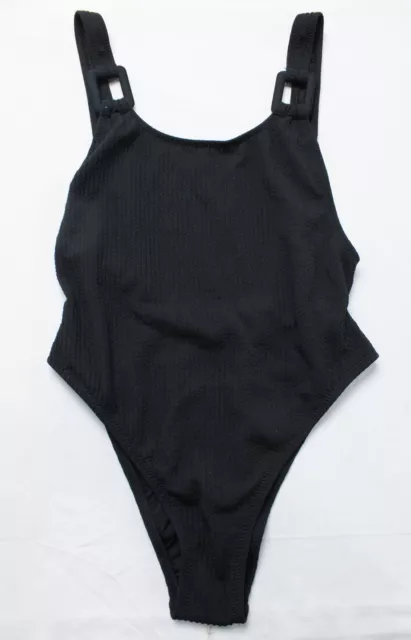 Aerie Women's Crinkle Ring Birthday Scoop One Piece Swimsuit CG2 Black Small NWT