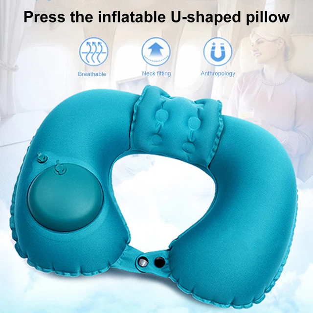 U-shaped Inflatable Pillow Pressurised Inflation Adjustable Ultralight Portable