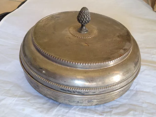 Grande boite coffret sur pieds métal vintage gland CP 1977 Vintage Metal Box