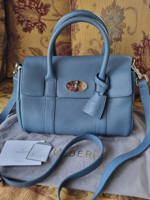MULBERRY STEEL BLUE Bayswater Satchel Handbag PicClick UK