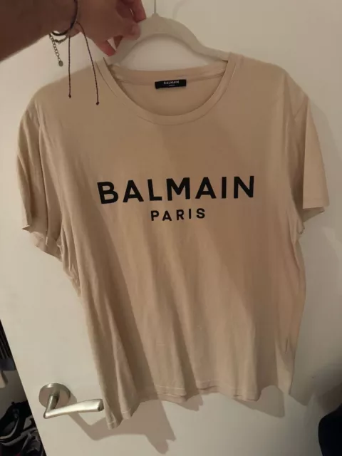 Mens BALMAIN Graphic Logo Crewneck T-Shirt Black/White XL