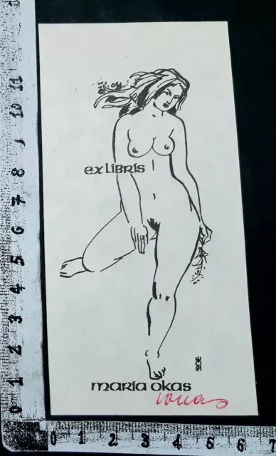 Wunderkammer Exlibris 120 - " Erotic " - * E. Okas * - P Signed