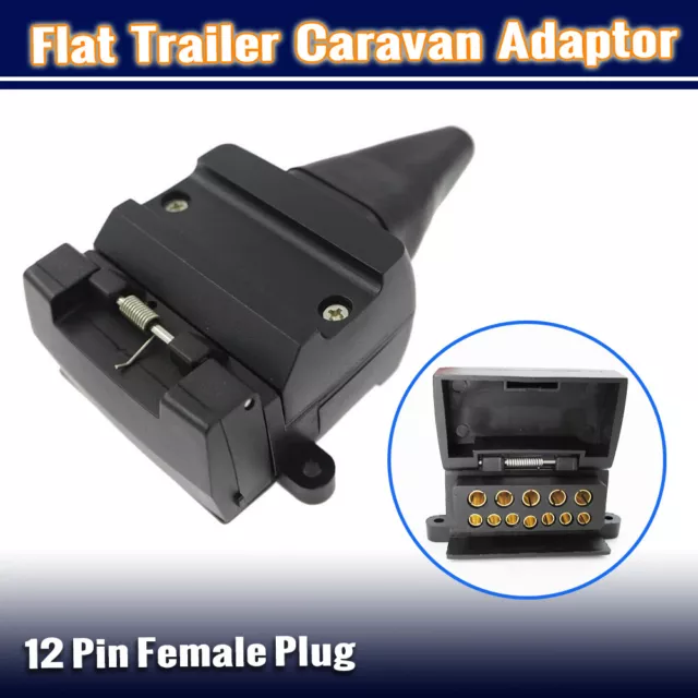 12 Pin Female Flat Plug Trailer Adaptor Caravan Wiring Truck Socket Connector