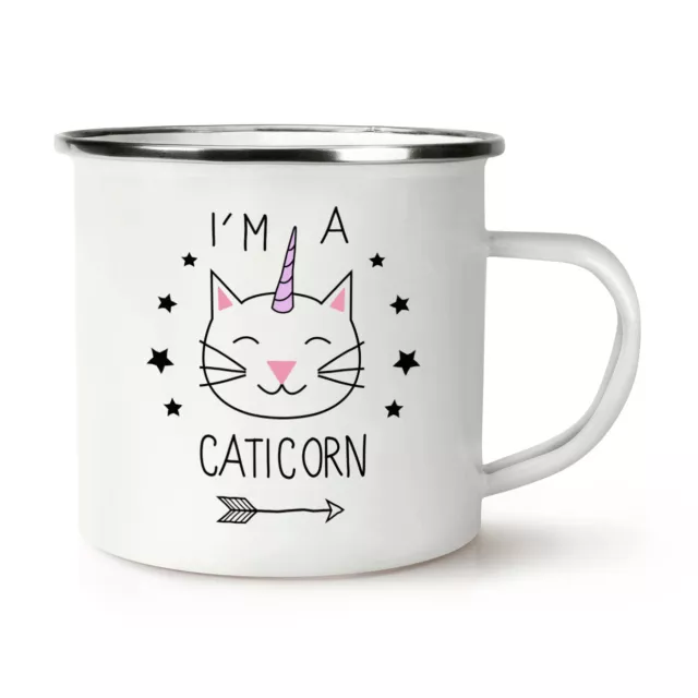 I'M A Caticorn Retro Emaille Becher Tasse - Crazy Cat Lady Einhorn Lustig