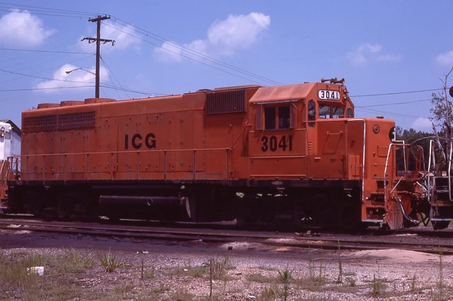 Orig Slide ICG Illinois Central Gulf GP40 #3041 Jackson MS 1980 - Solid Orange