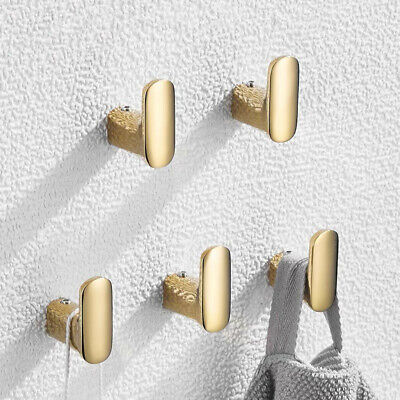 5pcs Brass Prong Coat Hook Bathroom Garage Home Storage Round Robe Hooks Gold