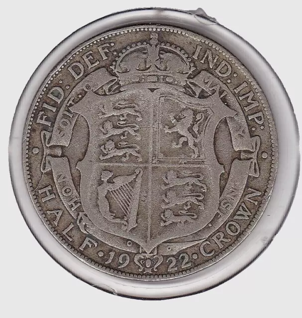 1922  Silver  (50%)  King  George  the  5th  Half  Crown  Coin