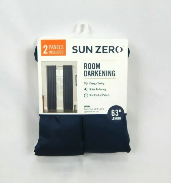 Sun Zero bleu marine Emory 2 pack de 2 pièces - tige assombrie-panneaux rideaux de poche 108 x 63"