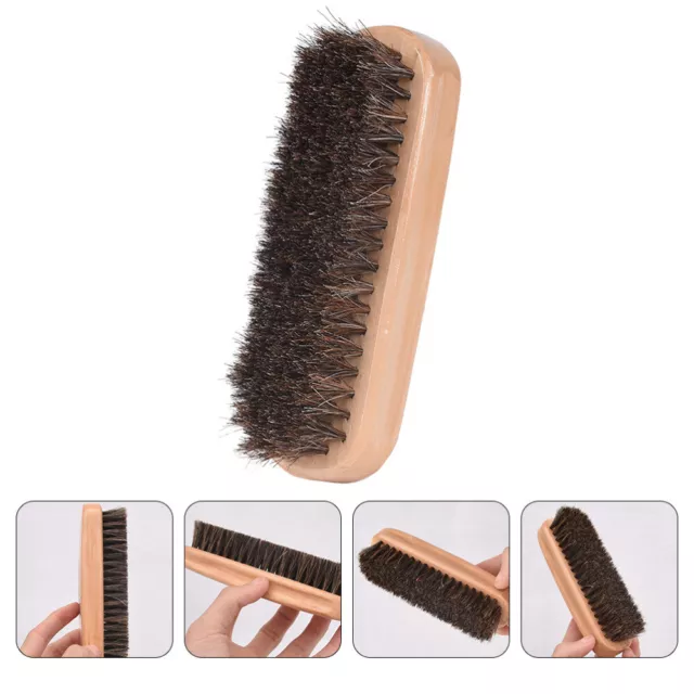 Shoe Brush Sneaker Cleaner Horsehair Cleaning Wooden Handle