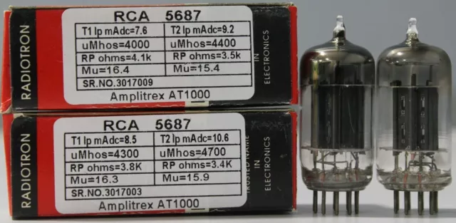 5687 RCA NOS NIB 1950s Black Plate made in U.S.A Amplitrex Tested 1MP #3017009/3