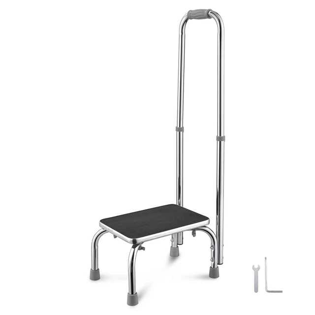 Non Slip Step Stool Steel Frame Footstool Platform Support 500lbs w/ Handle