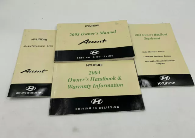 2003 Hyundai Accent Owners Manual Handbook OEM K01B08008