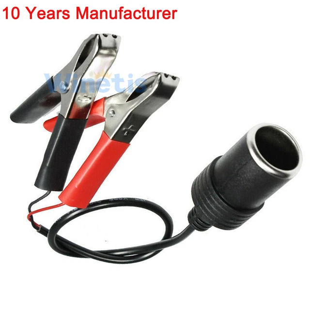 WINETIS 1x 12V Car Battery Alligator Clamp Clip to Cigarette Lighter Charger