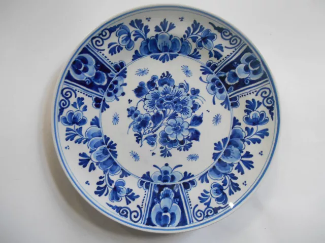 DELFT delfter Fayence Keramik Teller de porceleyne fles Blumenstrauß Wandteller