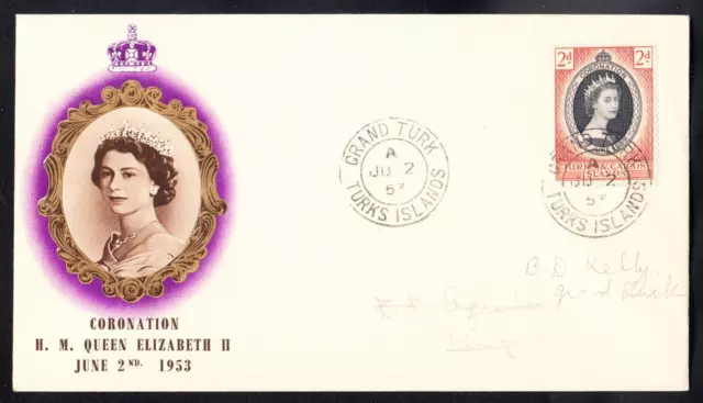 Turks & Caicos Islands QUEEN ELIZABETH II CORONATION Stamp First Day Cover B7444