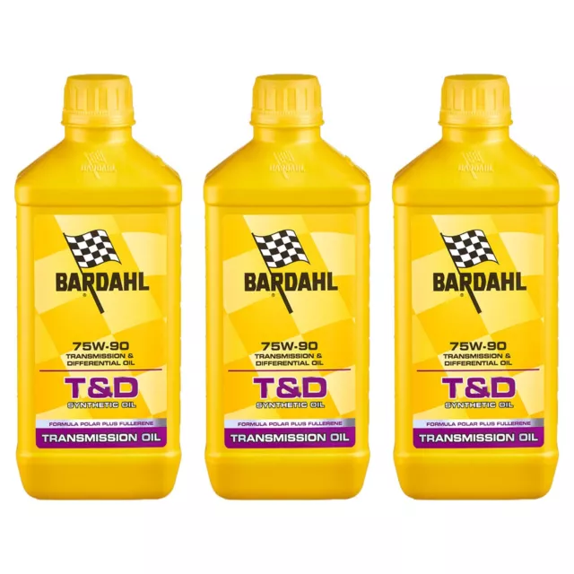 3 Lt Bardahl T & D Ted Synthetische 75W90 Öl Austausch Differential Übertragung