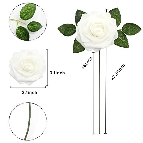 20 Rose Artificiali In Schiuma | Decorazioni Per Matrimoni, Compleanni, Feste - Foto 13