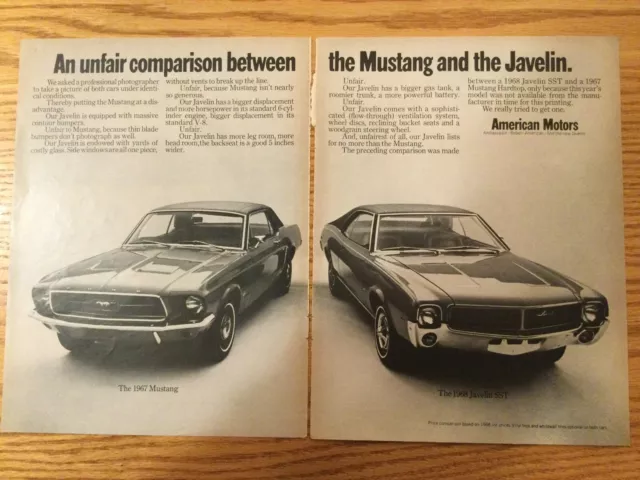 AMC56 Advertisement American Motors 1968 Javelin SST vs Mustang comparison 11/67
