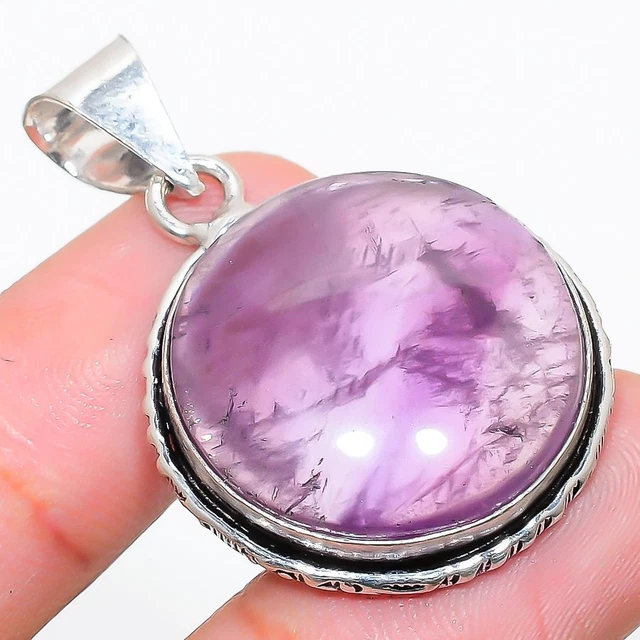 Sage Amethyst Gemstone Handmade 925 Sterling Silver Jewelry Pendant 1.58"