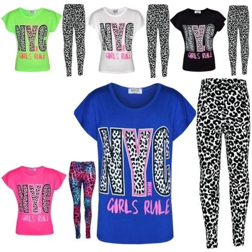 Bambine Nyc Ragazze Rule Stampato Trendy Top & Moda Set Leggings 7-13 Anni