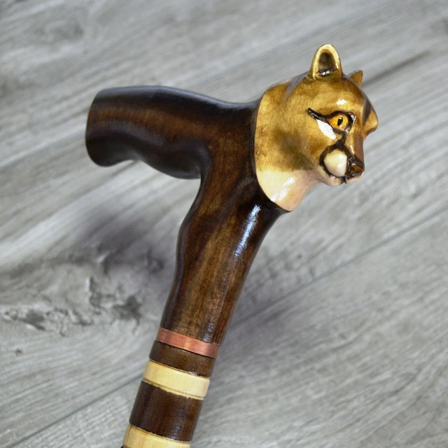 Bastone da passeggio in canna Legno intagliato fatto a mano - Puma / UK