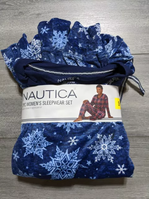 NAUTICA Pajamas Adult [Shirt Small][PantsX-Small] 2-Piece Snowflake Fleece Women