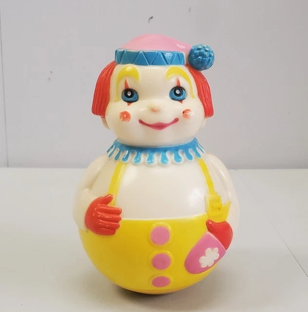 VINTAGE THE FIRST Years Clown Roly Poly Chime Toy Plastic Kiddie