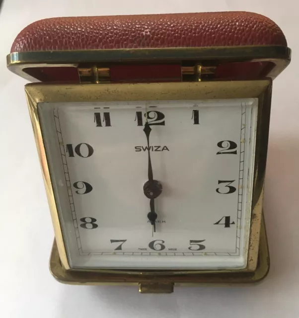 Vintage Swiza Travel Alarm Clock Swiss Made Working