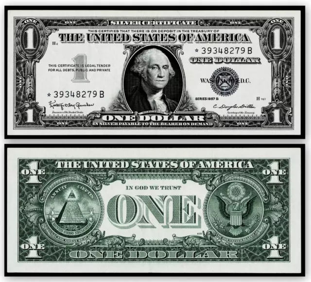 1957-B $1 Silver Certificate Banknote~***Star Note*** Bright ~Gem Uncirculated