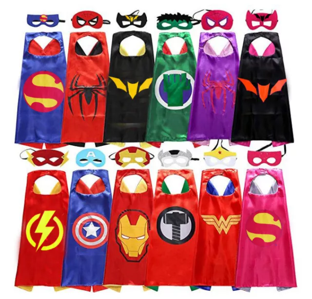 Kids Boys Superhero Cape And Mask Dress Theme Party Fancy Capes Cosplay Costume！