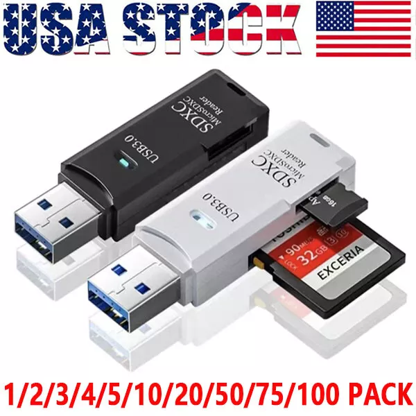 Lote de lector de tarjetas SD USB3.0 para PC tarjeta micro SD a adaptador USB para memoria de cámara