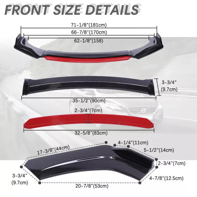 For Mitsubishi Lancer EVO X 10 Carbon Fiber Front Bumper Lip Splitters Spoiler 2