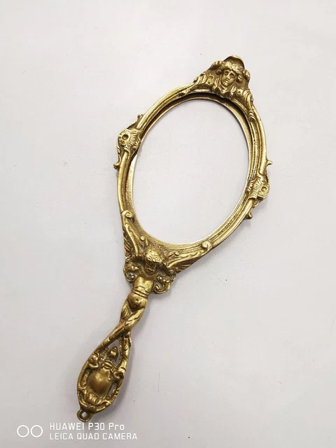 ancien encadrement de miroir de face à main ovale angelot / vintage Napoléon