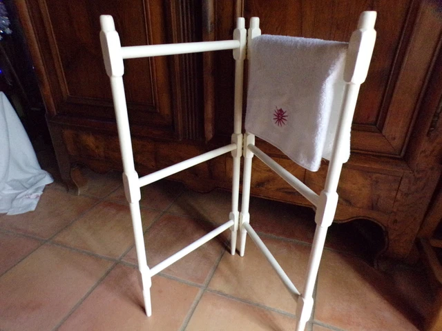 ANCIEN PORTE-SERVIETTES EN bois,2 vantaux,salle de bains,XXe siècle EUR
