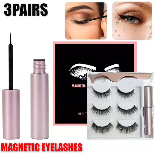 Magnetic Eyelashes False Eye Lashes Extension Liquid Eyeliner Tweezer Tool AUS