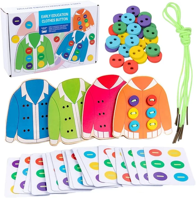 Giochi Montessori 2 Anni, Vcumter Giocattolo di Legno per Bambini Vestiti e...