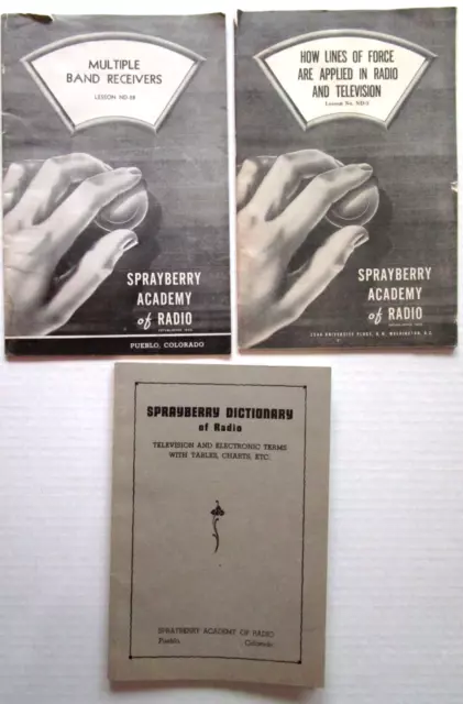 THREE Sprayberry Academy Of Radio Vintage Lesson Books - E5J