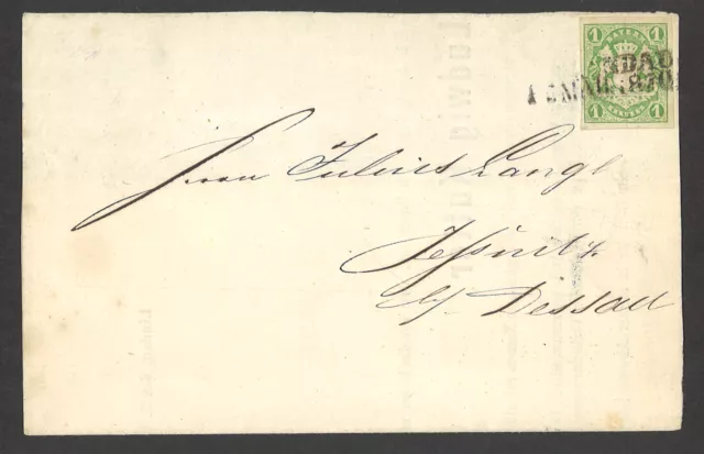 Altdeutschland Bayern 1870 Brief Drucksache 1 Kreuzer MiNr 14 EF Lindau Jessnitz