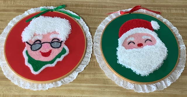 "Crealla bordada de Navidad completa con aguja perforadora Santa y señora Claus de colección 12"""