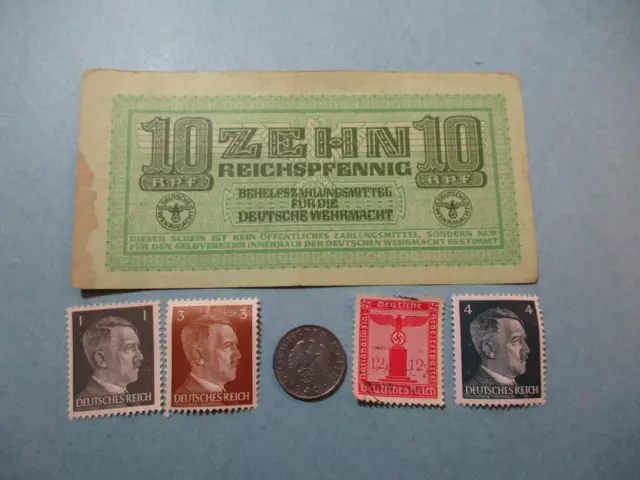 WW2 German Money 10 Reichspfennig Zinc Coin Swastika Stamp Third Reich Wehrmacht