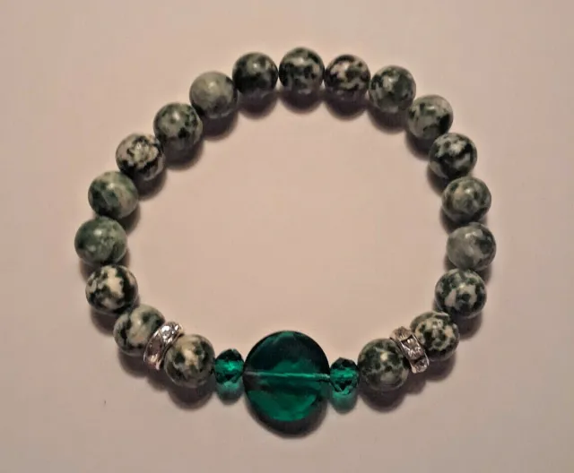 New Beautiful Crystal & Tree Agate Beaded Bracelet, Buy Any 2 Get 3Rd Free